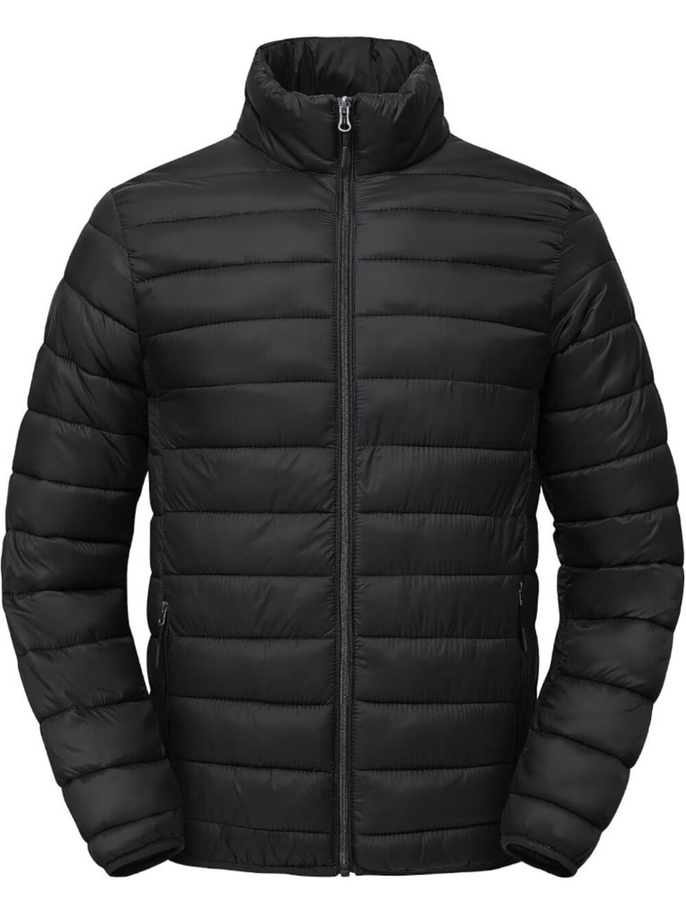 Men's Lightweight Thermal Puffer Jacket - Waterproof Warm Winter Coat with Zip